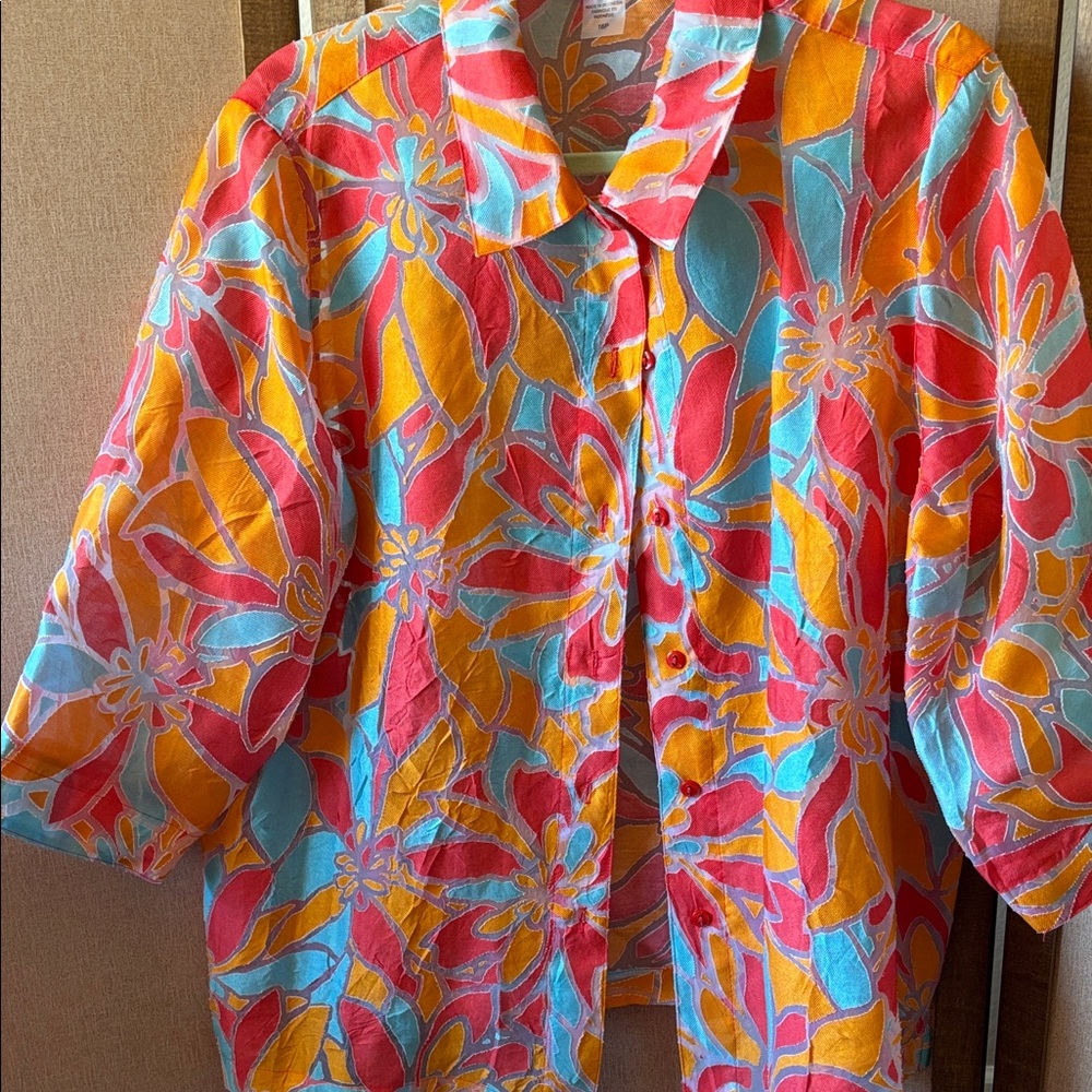 FINAL MARKDOWN Allison Daley Multicolor Floral Blouse 16p